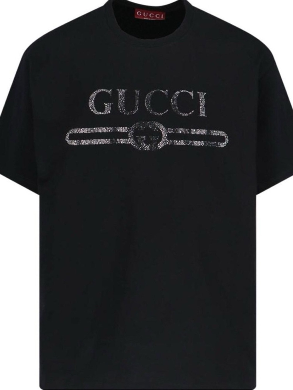 Gucci Black Logo Short-Sleeve Vvs graphic Silver Graphic